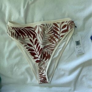 Hurley White and Brown Bikini Top
